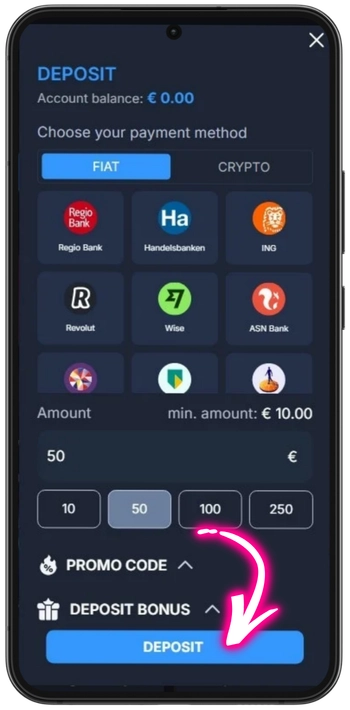 Deposit bevestigen bij Monixbet Casino