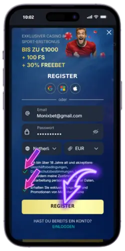 Voorwaarden bevestigen Monixbet Casino