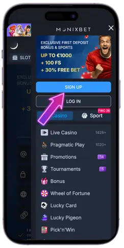 Start registration Monixbet Casino